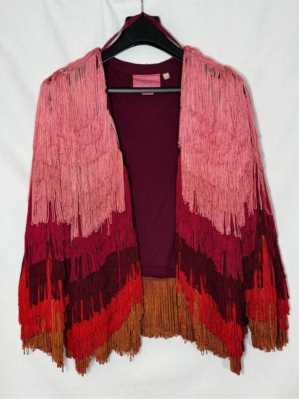 Fringed Gradient Open Cardigan